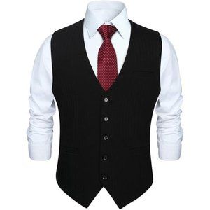 𝅺men's Suit Formal Tuxedo Vest Black